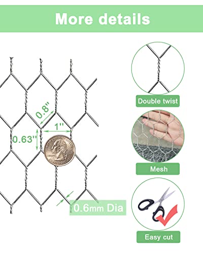 Garden Poultry Chicken Wire Netting - 72 '' × 150 ' Garden Fence Animal Barrier, Chicken Wire for Crafts, 1 inch Mesh Poultry Netting Fence, Pet/Rabbit/Chicken Wire Fencing - size: 72 inchx150 Ft