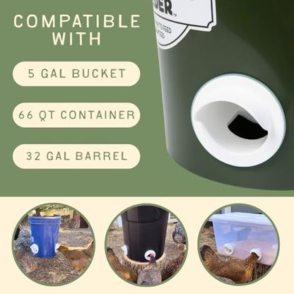 The Original Poultry Pro DIY Chicken Feeder Kit - Single Port Weatherproof - As Seen On Shark Tank, Gravity Fed Chicken Feeder, for Buckets, Bins & Troughs (Bucket & Hole Saw Not Included) - 1 Port - style: Original Feeder 1 Pack
