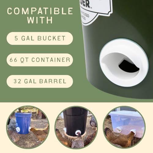The Original Poultry Pro DIY Chicken Feeder Kit - Single Port Weatherproof - As Seen On Shark Tank, Gravity Fed Chicken Feeder, for Buckets, Bins & Troughs (Bucket & Hole Saw Not Included) - 1 Port - style: Original Feeder 1 Pack