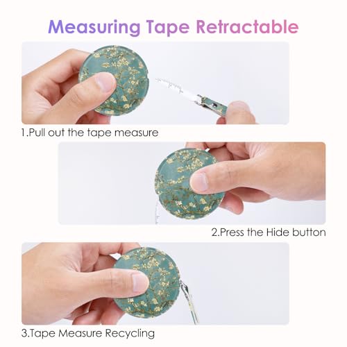 Two-Piece Sewing Tape Measure，Colour Printed Small Retractable Soft Measuring Tape for Tailor Cloth Fabric Body Measurements. - color: Flower One