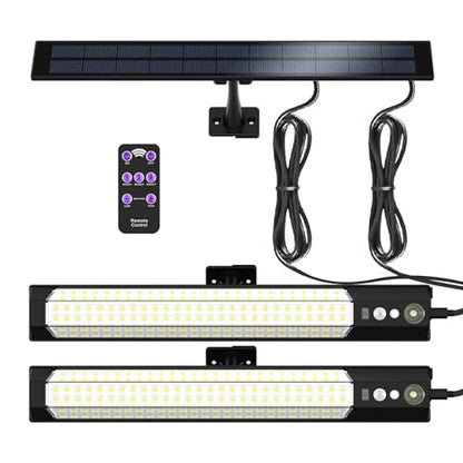 Solar sensor lights, outdoor high-brightness lighting, motion sensor sensing, independent solar charging panel, detachable handheld lighting, safety lights suitable for porches, garages and courtyards