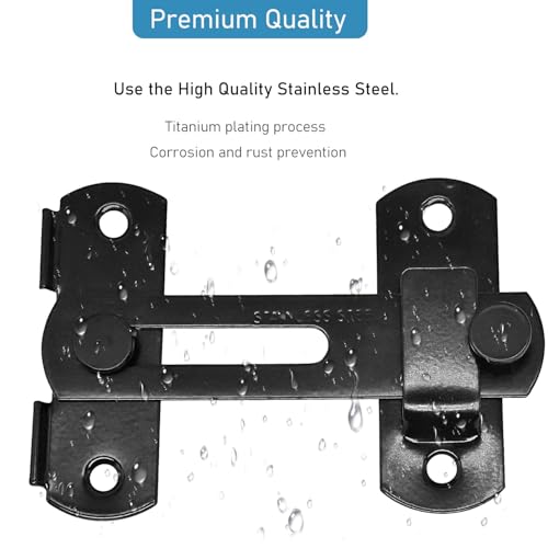 2 Set 4" Gate Latches Safety Door Lock for Barn Door, Stainless Steel Farm Flip Gate Latch,Black - size: Black - 4"