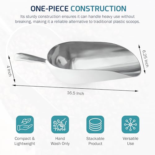 OCS Parts Aluminum 15.25-Inch Food and Ice Scoop | 85-Ounce | Professional Grade Scooper for Ice, Flour, Candy, Sugar, Rice, Popcorn, Coffee, and Beans for Home or Commercial Kitchens - size: 85-Ounce