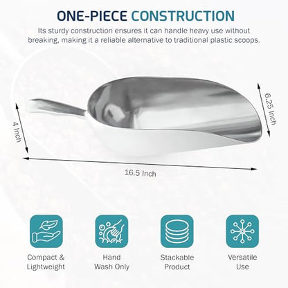 OCS Parts Aluminum 15.25-Inch Food and Ice Scoop | 85-Ounce | Professional Grade Scooper for Ice, Flour, Candy, Sugar, Rice, Popcorn, Coffee, and Beans for Home or Commercial Kitchens - size: 85-Ounce
