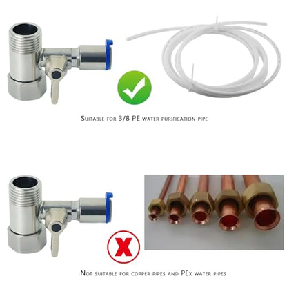 Stainless Steel 1/2"x1/2"x3/8" Tee Stop Valve | For RO reverse osmosis filters, coffee brewers, ice makers & fridge water splitters. Stainless steel tee stop valve. - style: 1/2*1/2*3/8Three-Way Ball Valve