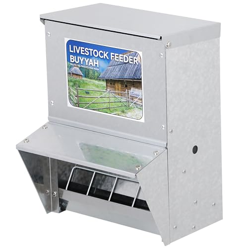 Automatic Chicken Feeder, 30 lb Capacity, Galvanized Metal Poultry Feeder, Waterproof Chicken Feeder, Suitable for Poultry, Geese, Quails, Bantams, Ducks and Turkey