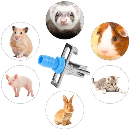 QWORK Automatic Rabbit Watering Kit with 6 Nipple Drinker Feeders, 16-Foot Hose, and Barb Fittings Connector, 1/2" G Thread