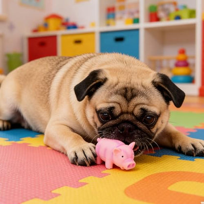 Buachois Dog Squeak Toy 6.3x3.1x3.1In, Cute Pig Grunting Latex Chew Toy Safe Bite Proof Pet Toy for Dogs Puppies (Pink) - color: #-01