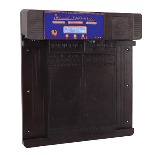 Pilipane Automatic Chicken Coop Door Opener Solar Powered Timer Anti Pinch IP45 Poultry Coop Door for Chickens Ducks Geese Plastic 403x365x85mm (Dark Brown) - color: Dark Brown