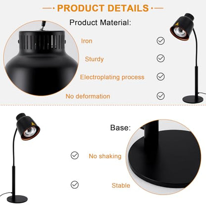 Food Heat Lamp with 250w Bulb for Food Restaurant Or Home Kitchen Food Heating Lamp Warmer