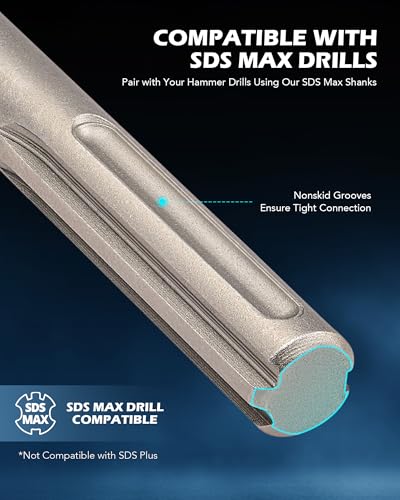 ZELCAN SDS Max Floor Scraper, 6 in. Heavy Duty Thinset Removal Tool with Extra Long Handle, Weldless SDS Max Chisel Bit with 4 Spare Bolts for Ceramic Tiles Hardwood Linoleum Epoxy Carpet