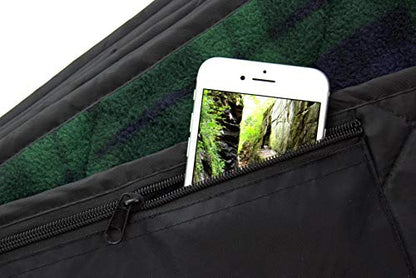 DOWN UNDER OUTDOORS Waterproof 350 GSM Fleece or Sherpa Stadium Blanket - color: Green Check