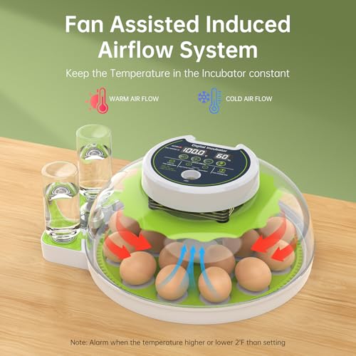 8 Egg Incubator with Automatic Egg Turning, Temperature & Humidity Control, Egg Candler, Mini Digital Incubator for Hatching Chicken Duck Quail Goose Bird – Home & Classroom Use - size: 8 Egg