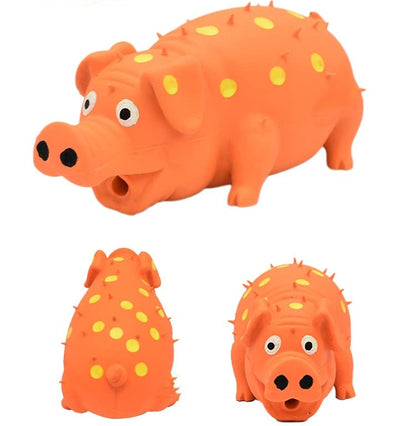 Squeaky Pig Dog Toys, 2 Pack Grunting Pig Dog Toy that Oinks Grunts for Small Medium Large Dogs, Grunting Pig Sound Play Dog Toy(Green,Orange) - color: Orange and Green