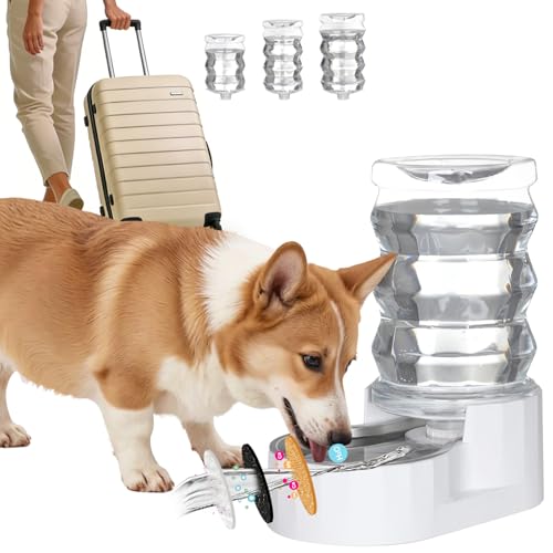 RIZZARI 6.5L Stainless Steel Pet Water Dispenser,Gravity Auto-Refill | Stainless Steel Bowl,Activated Carbon Filter,Ion Exchange Resin,Gravity Auto Refill,Ideal for Cats & Small Dogs - color: White, size: 6.5L