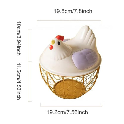 Chicken Egg Basket with Ergonomic Handles Farmhouse Storage Egg Collection Vegetable Fruit Organizer Metal Mesh Suitable for Home Decoration, Purple