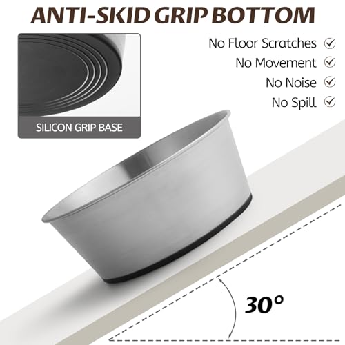 Stainless Steel Dog Bowls for Large Dogs, 48oz/6 Cups Non Slip Dog Metal Bowls, 2 Pack Food and Water Pet Bowls Heavy Duty Dishwasher Safe - size: UPGRADED-M-6cup