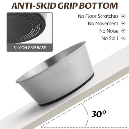 Stainless Steel Dog Bowls for Large Dogs, 48oz/6 Cups Non Slip Dog Metal Bowls, 2 Pack Food and Water Pet Bowls Heavy Duty Dishwasher Safe - size: UPGRADED-M-6cup