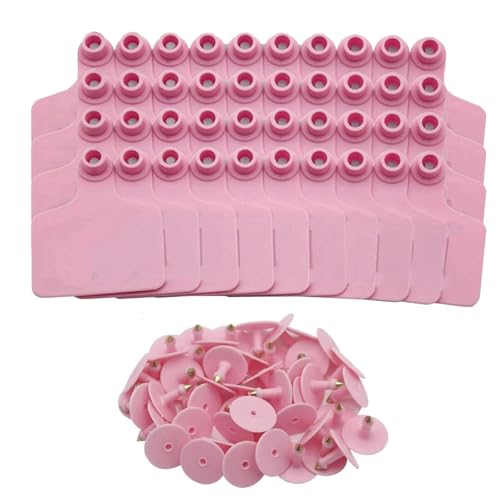 Ear Tags Blank 100pcs Livestock Large Plastic Cattle Tags with Numbers for Cows, Sheep, Goats Durable Farm Animal Identification Ear Tag(Pink,75x60mm(2.95x2.36)) - color: Pink, size: 75x60mm(2.95x2.36")
