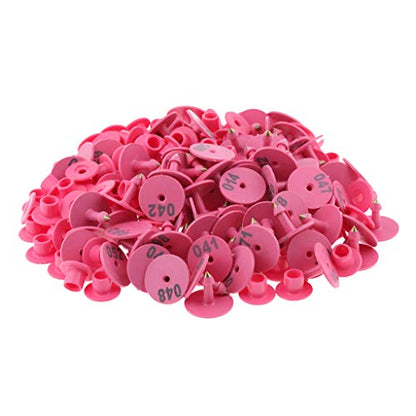 Baosity 100PCS Small Numbered Livestock Ear Tag for Pig, Pink