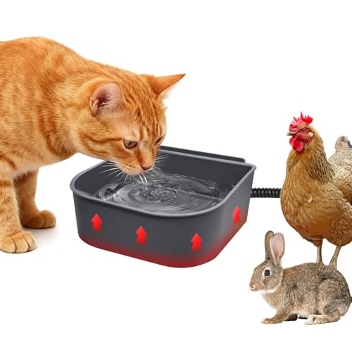 Dog Heated Water Bowl for Crate Cage No Freeze Water Bowl for Outdoor 0.27 Gallon Hanging Heated Water Dish for Dogs/Cats/Chickens/Birds/Rabbits, Grey - color: Grey