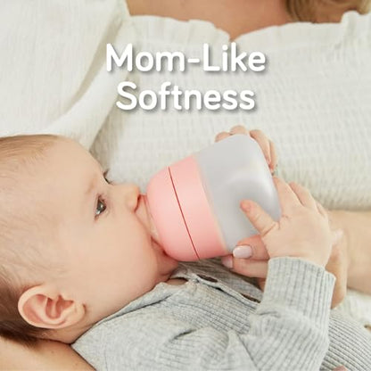 Nanobebe Flexy Silicone Baby Bottle, Anti-Colic, Natural Feel, Non-Collapsing Nipple, Non-Tip Stable Base, Easy to Clean 2-Pack, Gray, 5 oz - color: Grey, style: 5 Ounce 2-Pack