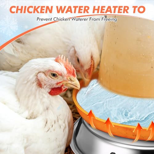 Sliner 4 Pack Chicken Water Heater for Winter 11.8'' Poultry Water Drinker Heated Base Stainless Steel Heated Base for Poultry Drinking