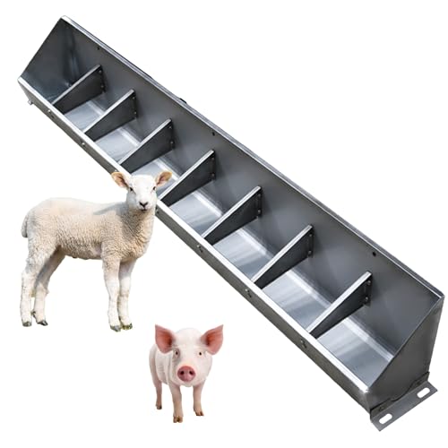 2-in-1 Stainless Steel Animal Feeder & Waterer Trough for Farm Livestock - Durable, Rust-Resistant Design for Efficient Feeding and Hydration in Pastures - size: 150cm (59 1/10in) - 8 bit