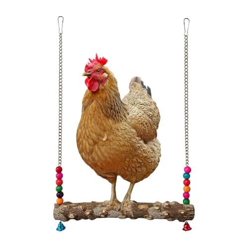 Chicken Swing Toy – Wooden Claw Perch Bridge, Hanging Exercise Ladder, Bell Accessory | Interactive Poultry Play Set, Enrichment Activity Equipment for Coop Cage Use - size: B
