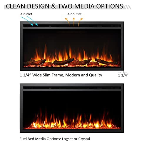 LegendFlame 40" W Austin in Wall Recessed & Wall Mounted Electric Fireplace (EF286A) - size: 40"