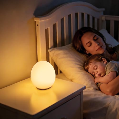 Egg Light for Nursery Silicone Baby Night Light Portable Soft Warm Touch Night Lamp Stepless Dimming with 30-Min Timer for Breastfeeding Kids Bedroom