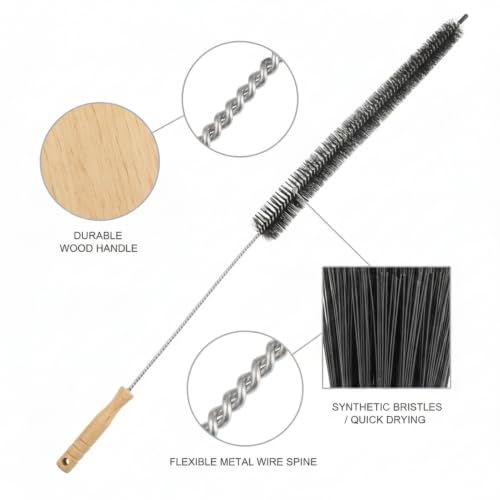 Long Handle Cleaning Brush with Wood Handle and Synthetic Bristles for Bathroom Gaps and Appliance Surfaces (1 PC)