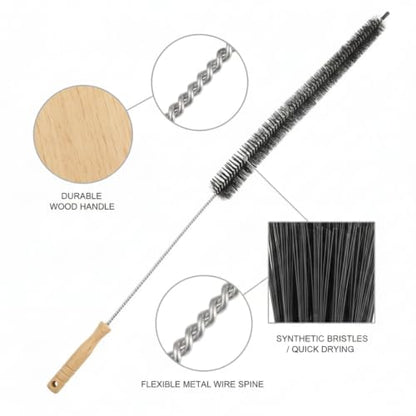 Long Handle Cleaning Brush with Wood Handle and Synthetic Bristles for Bathroom Gaps and Appliance Surfaces (1 PC)