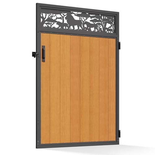 4x6FT (46.78" W X 70.8" H) 201 Stainless Steel Anti Sag Wooden Fence Gate Kit Heavy Duty Garden Gate Frame Hardware Kit Reinforcement (Left/Right Free-Installation) - size: W4xH6 FT-Lion