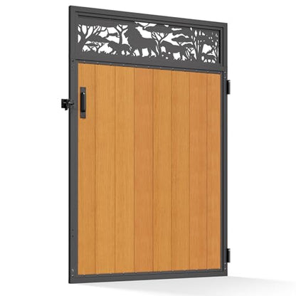 4x6FT (46.78" W X 70.8" H) 201 Stainless Steel Anti Sag Wooden Fence Gate Kit Heavy Duty Garden Gate Frame Hardware Kit Reinforcement (Left/Right Free-Installation) - size: W4xH6 FT-Lion