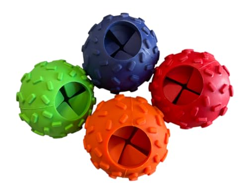 Piggy Poo and Crew Challenging Treat Dispensing Balls 4 Pack for Pigs Piglets Dogs Rabbits Cats Small Animals (Red Dark Blue Green Orange) - color: Red Dark Blue Green Orange