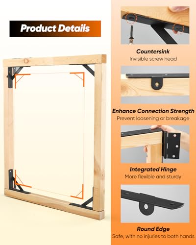 Saker Heavy Duty Gate Brace Kit, Anti-Sag Gate Hardware, Corner Brace for Wooden Fences, Driveways, Doors, Windows (1, Black)
