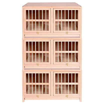 Bird Cage Large Size Solid Wood Pigeon Pairing Cage, Indoor Pigeon Nest Box with Pull Out Tray, Easy to Clean, Need to Install(Natural,27.6IN*3) - size: 27.6IN*3