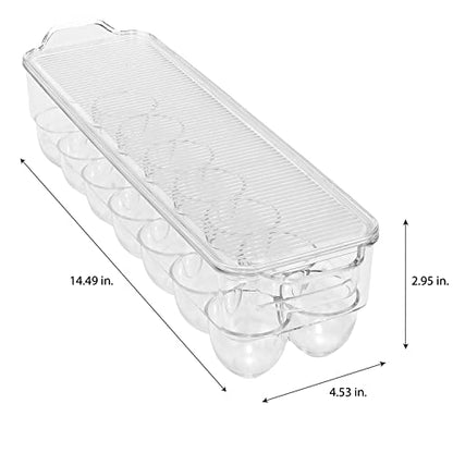Kitchen Details Egg Crate | Dimensions: 14.5"x4.5"x2.9" | Fits 14 Eggs per Crate | Stackable | BPA Free | Easy Pull Handles | Kitchen Organization | Clear