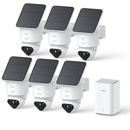 aosu T2 Ultra 4K Security Cameras Wireless Outdoor, 6 Cam Kit, Smart Home Security System with TrueColor Night Vision, AI Recognition & 360° Motion Tracking, Solar Power, Expandable 1TB Local Storage - style: 6-Cam Kit