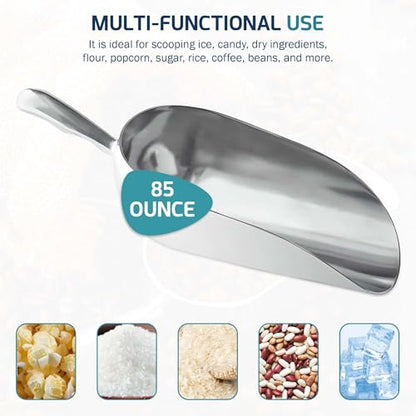OCS Parts Aluminum 15.25-Inch Food and Ice Scoop | 85-Ounce | Professional Grade Scooper for Ice, Flour, Candy, Sugar, Rice, Popcorn, Coffee, and Beans for Home or Commercial Kitchens - size: 85-Ounce