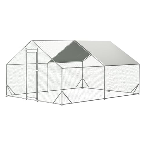 Sturdy Walk-in Chicken Run with Galvanized Steel Frame and PVC-Coated Hexagonal Wire Mesh, UV-Resistant Waterproof Cover for Outdoor Poultry Enclosure (3x4m) - color: 3x4m