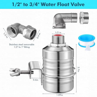MorningRo 3 Pack Water Float Valve 1/2 to 3/4'' Auto Shut off Water Tank Float Valve 304 Stainless Steel Fully Automatic Level Control for Pool, Livestock Troughs (Classic Style) - style: Classic Style