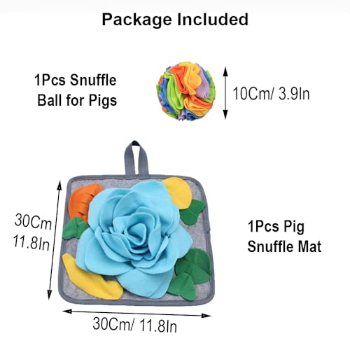 Pig Snuffle Mat and Snuffle Ball for Pigs – Pig Enrichment Toys for Mini Pigs, Potbellied Pigs & Farm Use – Interactive Foraging & Rooting Toy, Slow Feeding Pig Toys Accessories