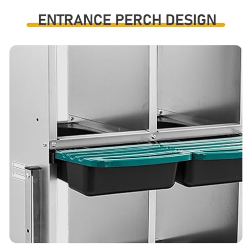 Chicken Nesting Box with 6 Compartments, Automatic Roll-Away Egg Collection, Wall Mount Hen Laying Box with Perch Removable Trays for Easy Cleaning Durable Galvanized Steel Nest Box for Backyard Green