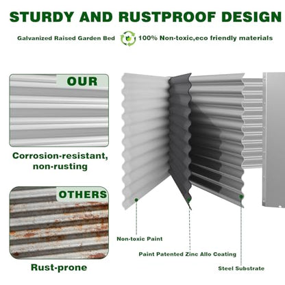 Galvanized Steel Raised Garden Bed, Extra Large Outdoor Planter Box for Vegetables & Herbs, Rust-Resistant and Easy to Clean DIY Garden Box (2, 8×4×1.4ft) - size: 8×4×1.4ft