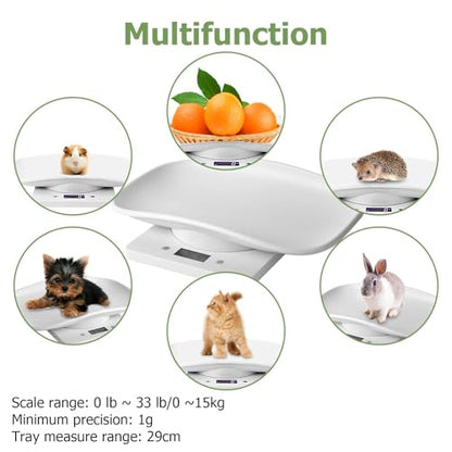 Digital Small Animals Scales for Weighing with Tape Measure, Puppy Whelping Scale Weigh Your Kitten, Rabbit with High Precision, Multifunction Electronic Baby Scales for Small Dogs Cats Crawl Pet - color: Pet Scale&Tape
