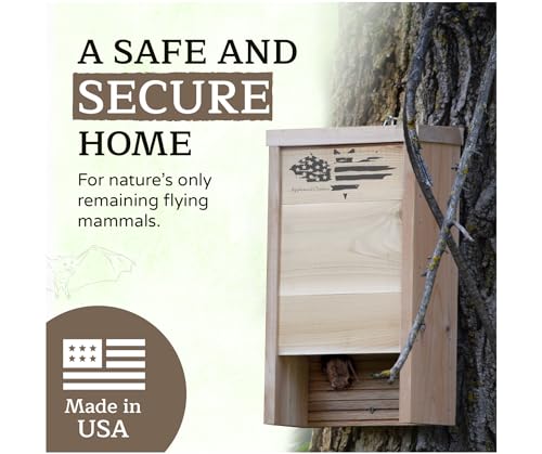 Made in USA, Premium-Grade Red Cedar Bat House, 2 Chamber Bat Box, Easy-to-Install Wooden Bat House Kit, Weather-Resistant Bat Houses for Outdoors, Includes Mounting Screws - Applewood Outdoor - style: 2 Chamber Cedar
