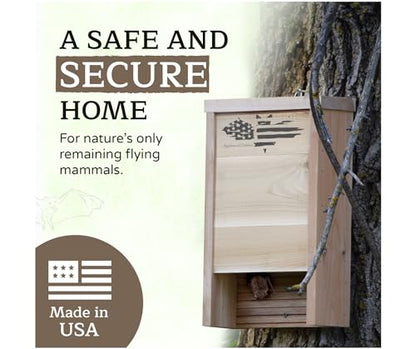 Made in USA, Premium-Grade Red Cedar Bat House, 2 Chamber Bat Box, Easy-to-Install Wooden Bat House Kit, Weather-Resistant Bat Houses for Outdoors, Includes Mounting Screws - Applewood Outdoor - style: 2 Chamber Cedar