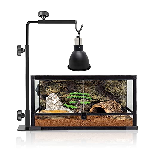 Reptile Lamp Stand, Adjustable 16-31 Inch Domes Heat Lamp Metal Bracket Floor Light Holder for Reptile Terrarium Lighting Heating Light and Dome lampshade, Large - size: Large (Pack of 1)